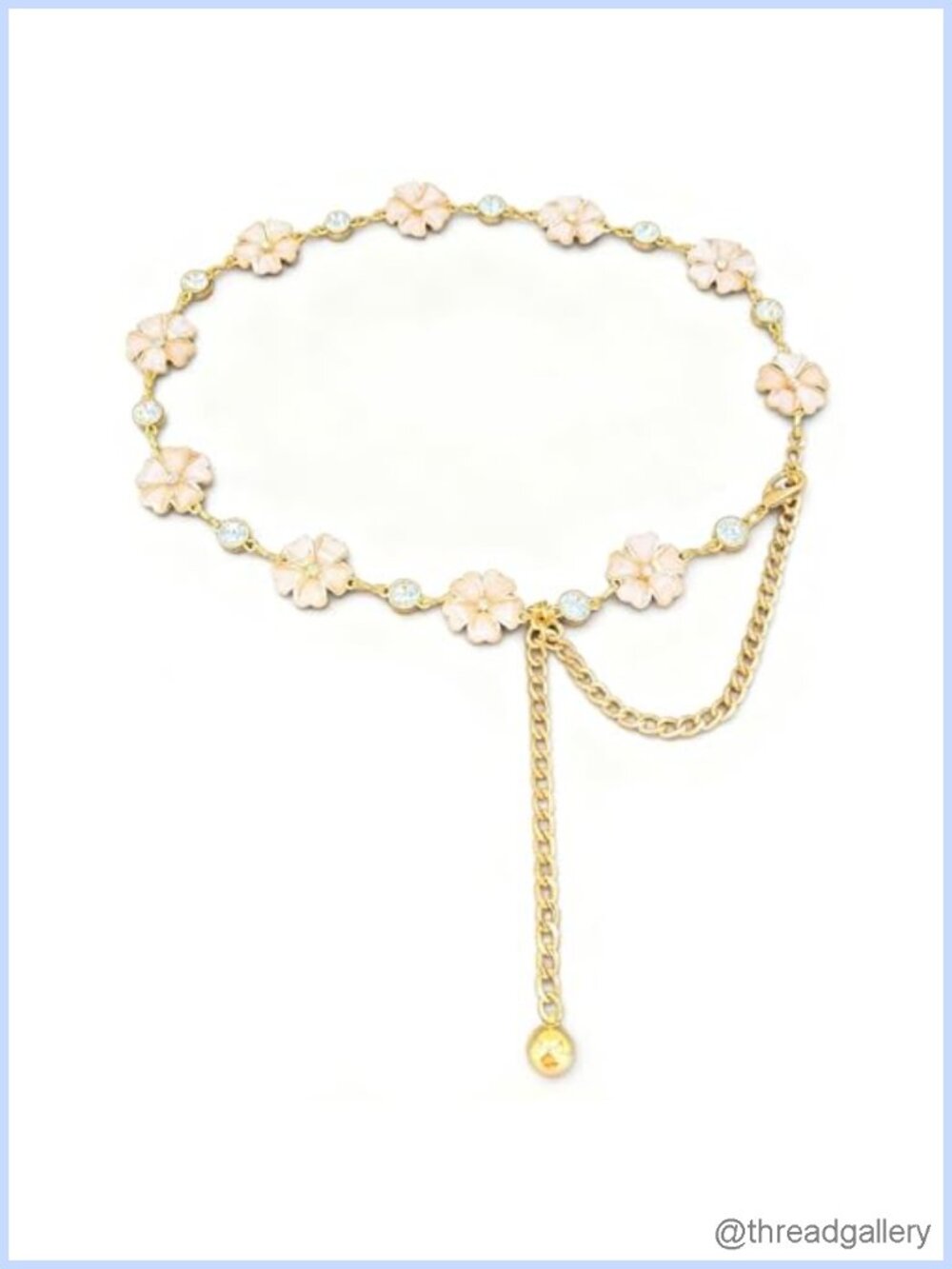 Women's Adjustable Metal Chain Belt Rhinestone Waist Belt for Dresses